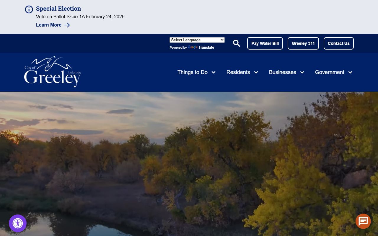 Greeley city homepage resources