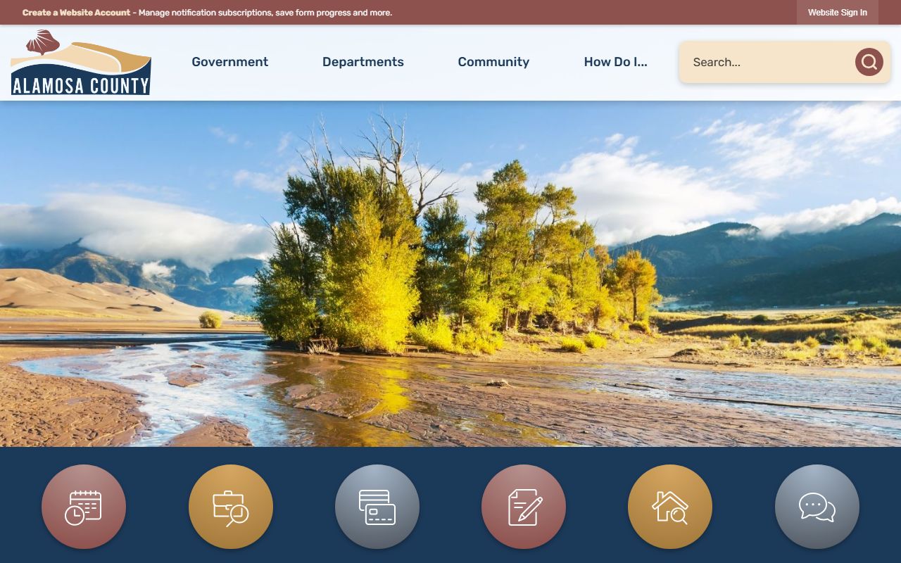 Alamosa County government website with sheriff's office and public records links