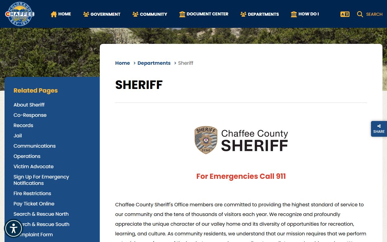 Chaffee County Sheriff's Office building in Salida Colorado