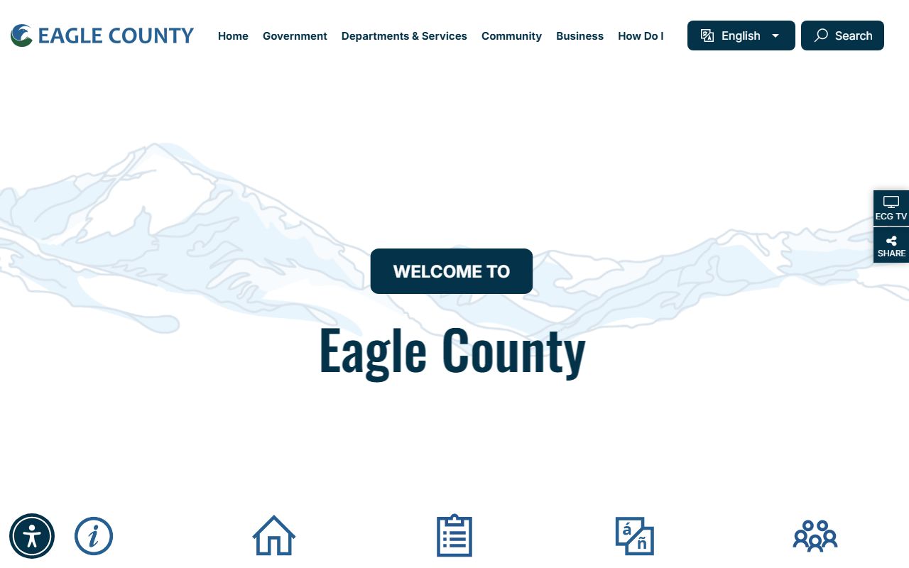 Eagle County government homepage with links to public records