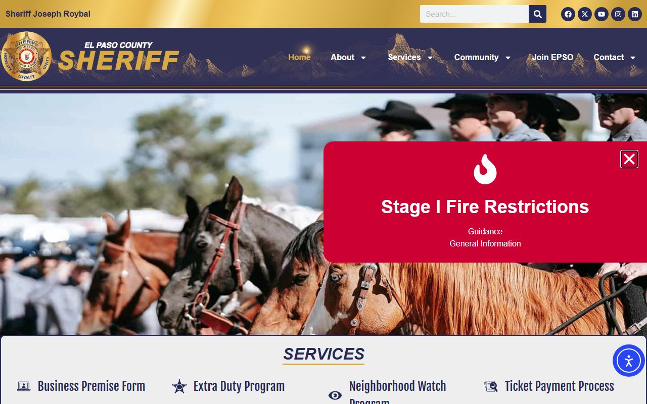 El Paso County Sheriff's Office website showing 72 hour booking records