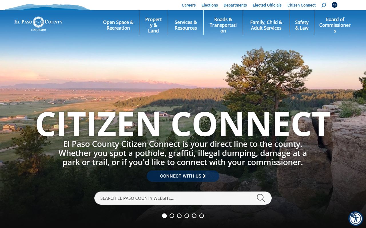 El Paso County government homepage with public records access