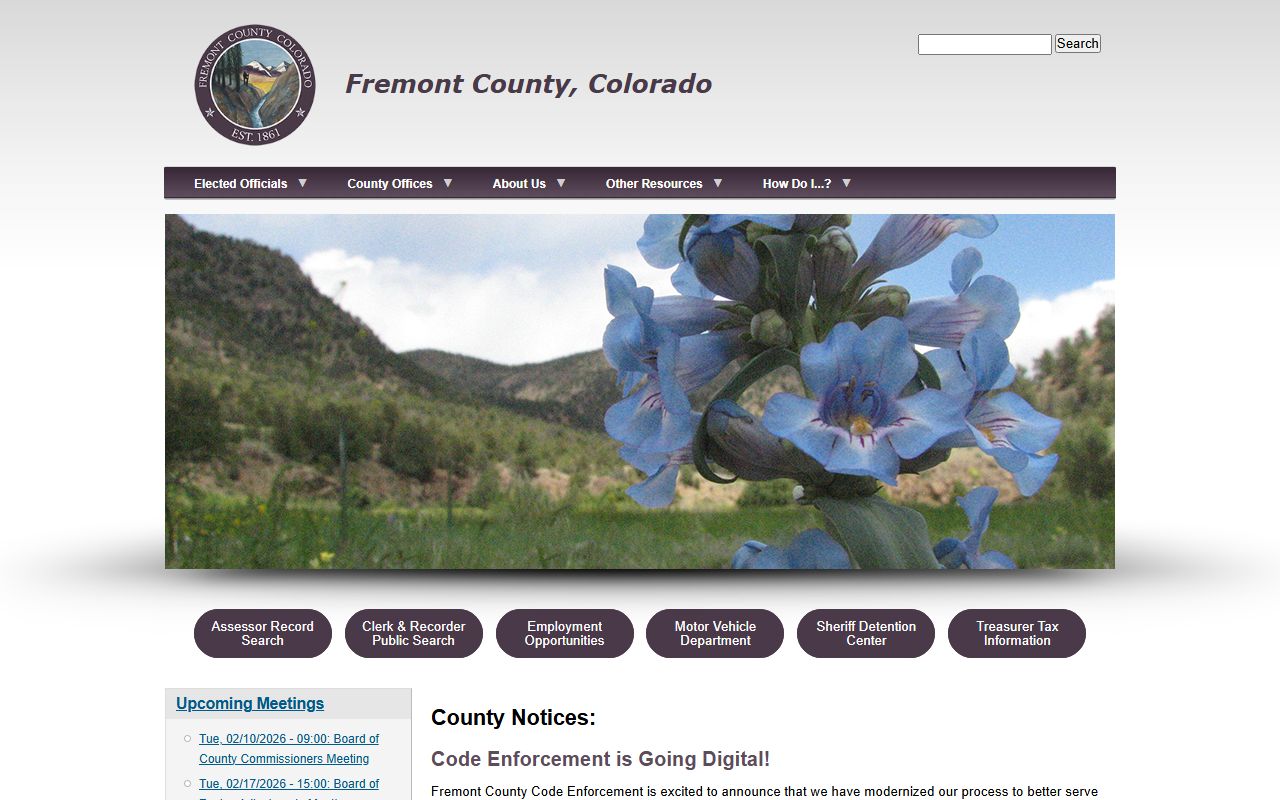 Fremont County Sheriff's Office website with booking records access