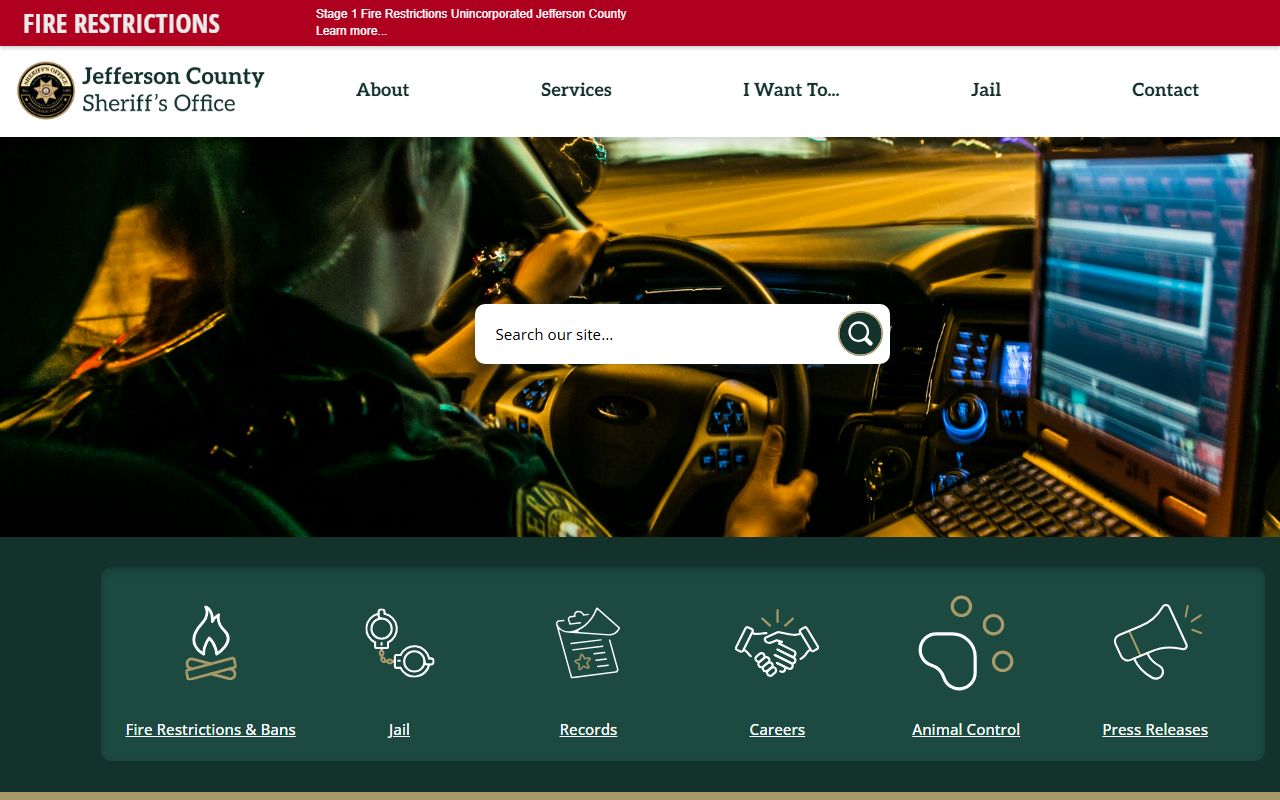 Jefferson County Sheriff's Office building in Golden Colorado showing entrance to public records division