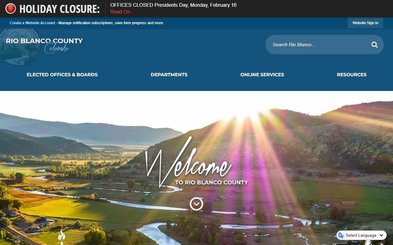 Rio Blanco County Sheriff's Office website for 72 hour booking records access